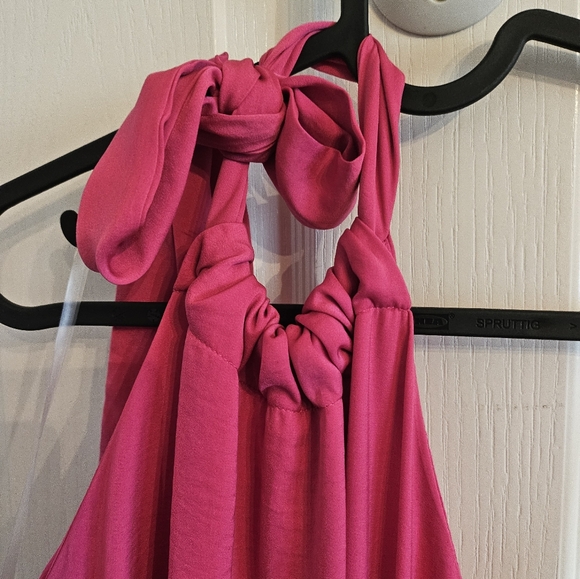 The Birds Papaya Colour block Halter Maxi, Sz Lg, EUC - Picture 2 of 6